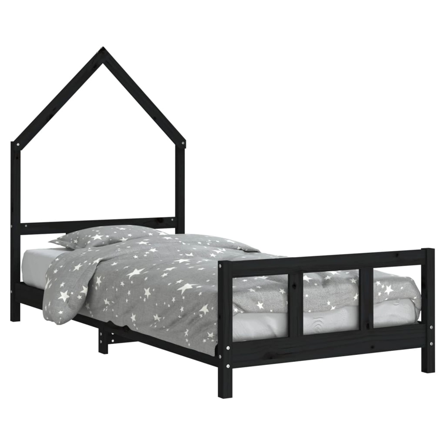 vidaXL Kinderbett Schwarz 90x200 cm Massivholz Kiefer 834569 günstig online kaufen