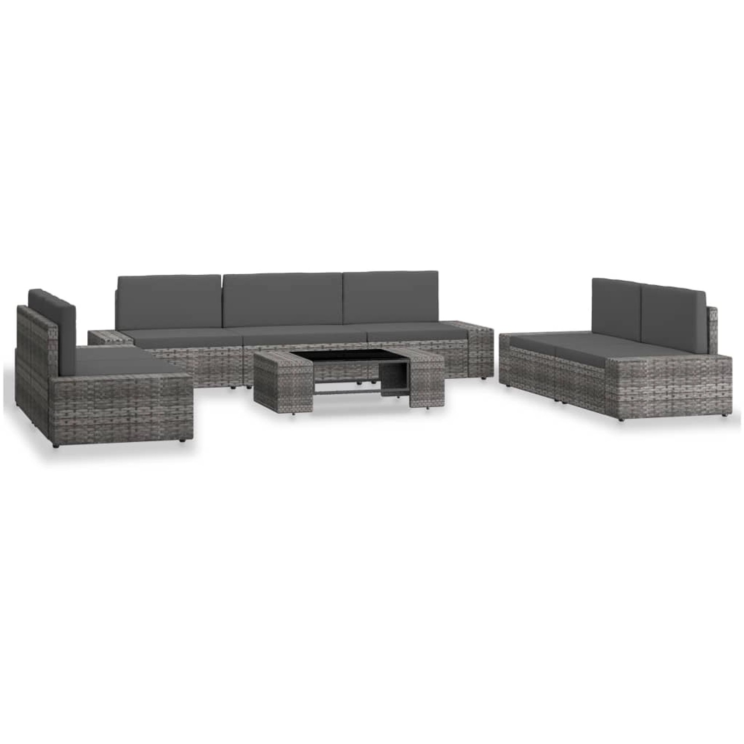 vidaXL 8-Tlg Garten-Lounge-Set Poly Rattan Grau 3054604