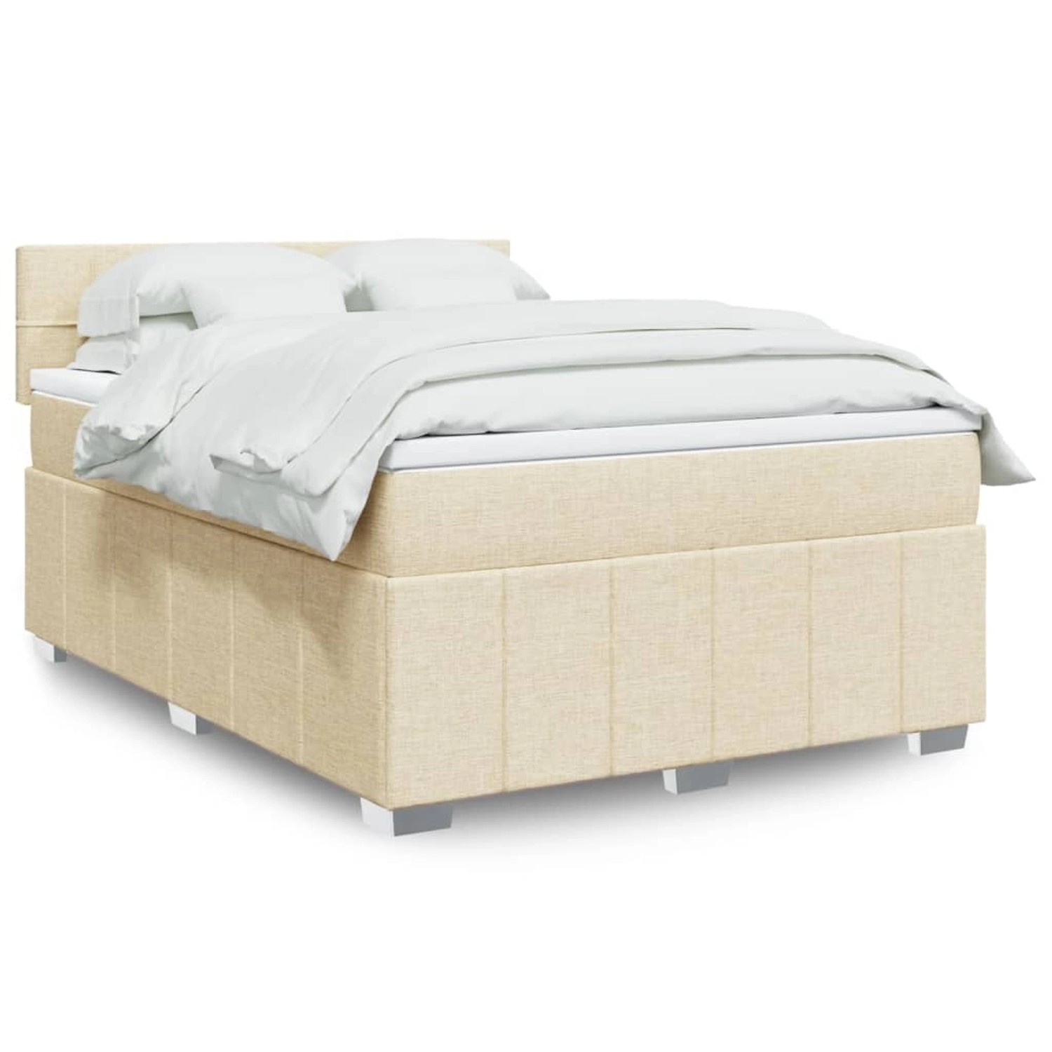 vidaXL Boxspringbett mit Matratze Creme 140x200 cm Stoff 3289396 günstig online kaufen