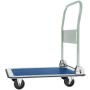 Weißer Tectake Plattformwagen mit klappbarem Griff und Rollen, ideal für Lasten bis 150 kg.