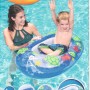 Bestway Kiddie Raft Schlauchboot, blau mit Fenster und Kind im Wasser.