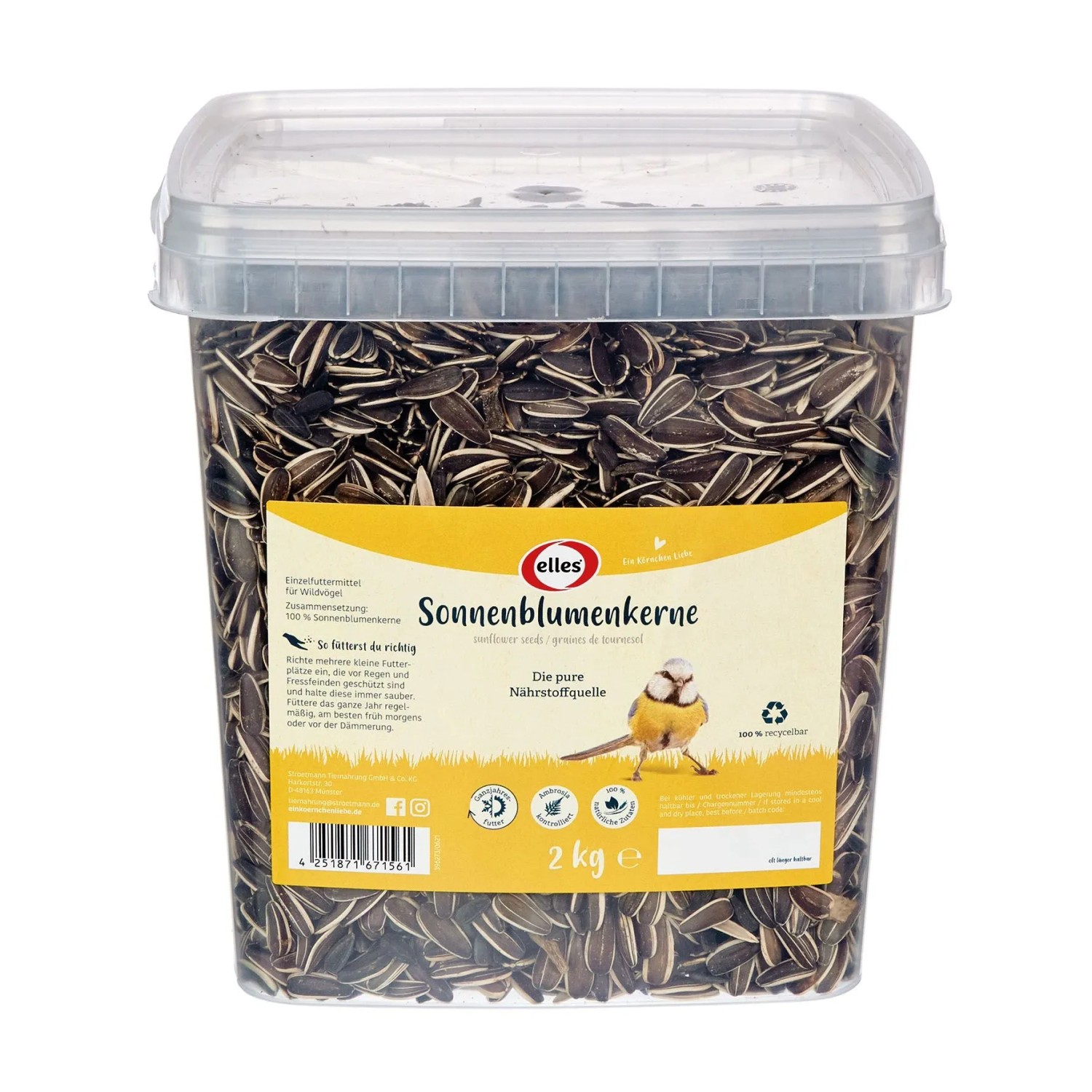 Sonnenblumenkerne für Wildvögel im Eimer 2 kg