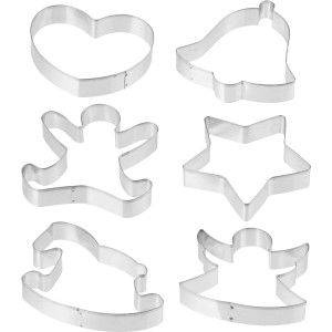 Zenker Ausstechformen Patisserie Weihnachten, 6er Set: Herz, Glocke, Engel, Stern, Lebkuchenmann, Schaukelpferd.
