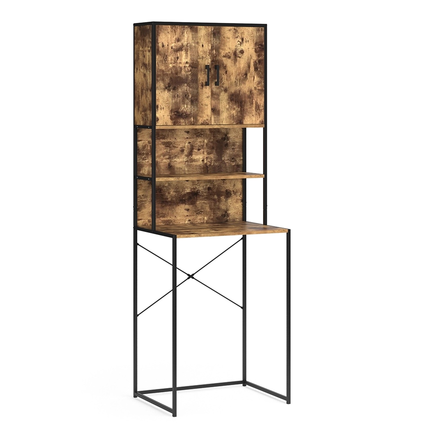 Vicco Waschmaschinenschrank Fyrk Eiche Rustikal/Schwarz 64 x 189 cm