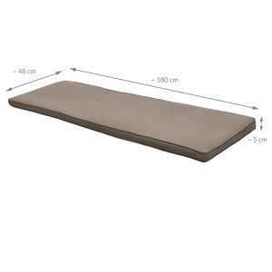 Taupe Beautissu Loft BK Bankkissen 180x48x5cm. Rechteckige Gartenbankauflage mit weicher Polsterung für Sitzkomfort.