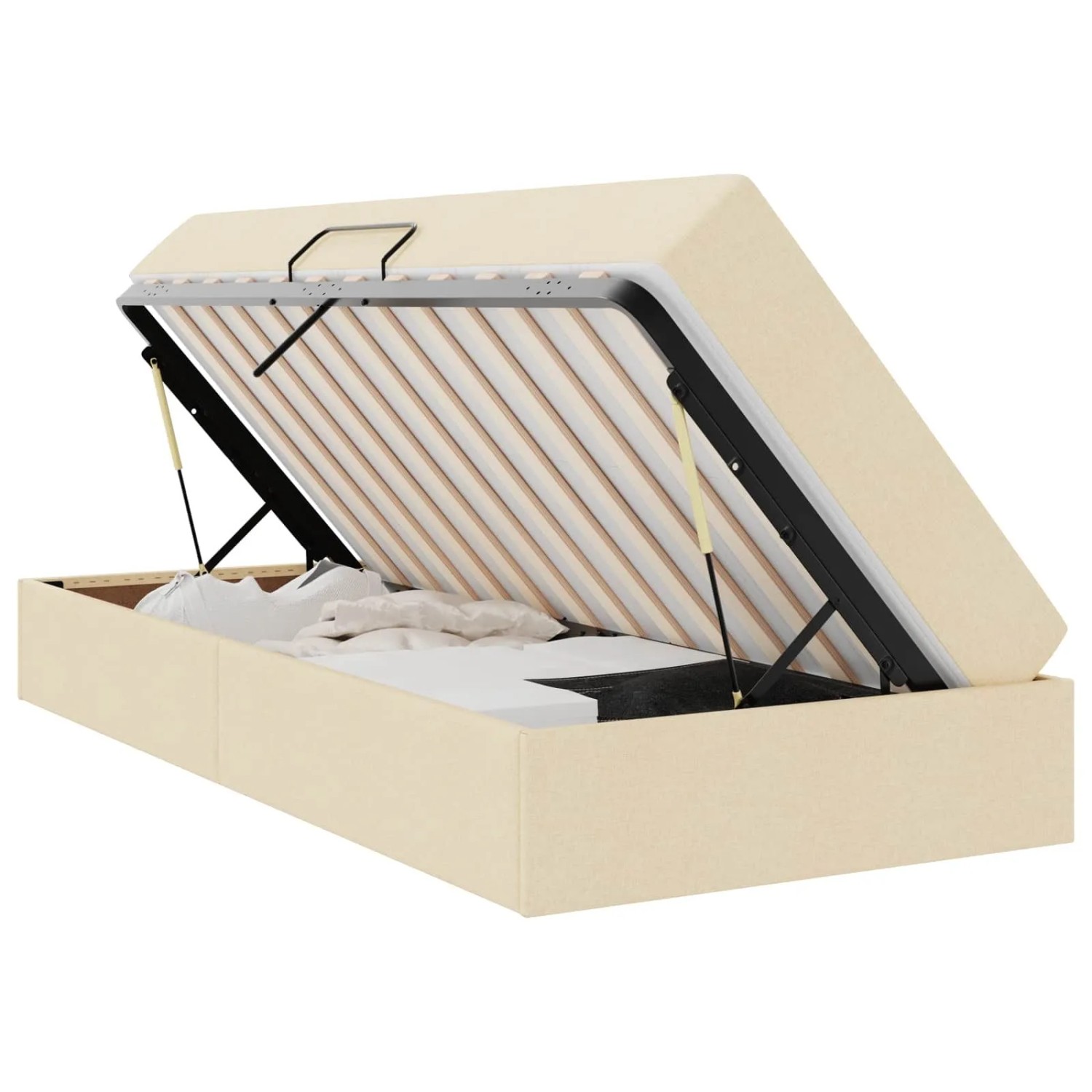 vidaXL Aufbewahrungsbett mit Matratze Creme 100 x 200 cm Polyester 3399644