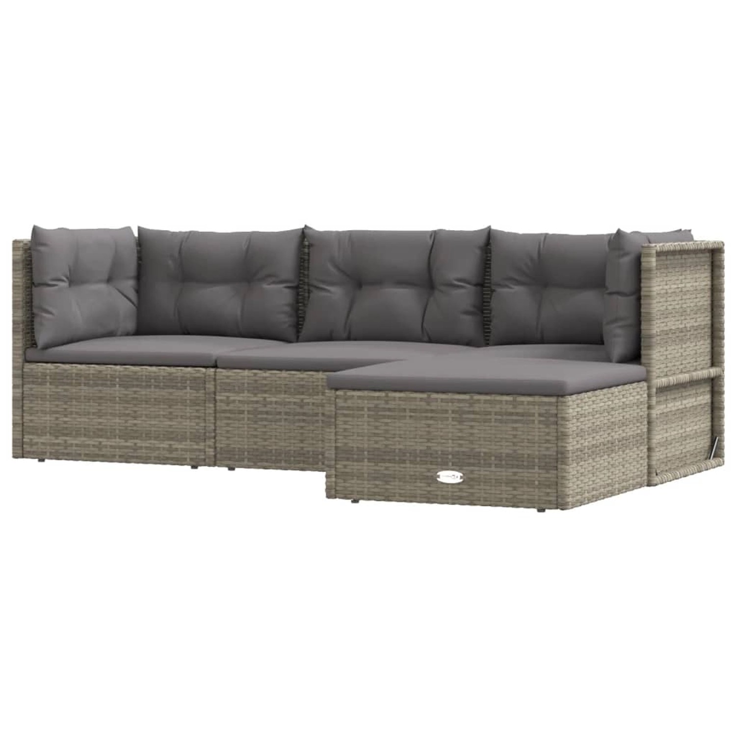 vidaXL 4-tlg Garten-Lounge-Set mit Kissen Grau Poly Rattan Modell 21 günstig online kaufen