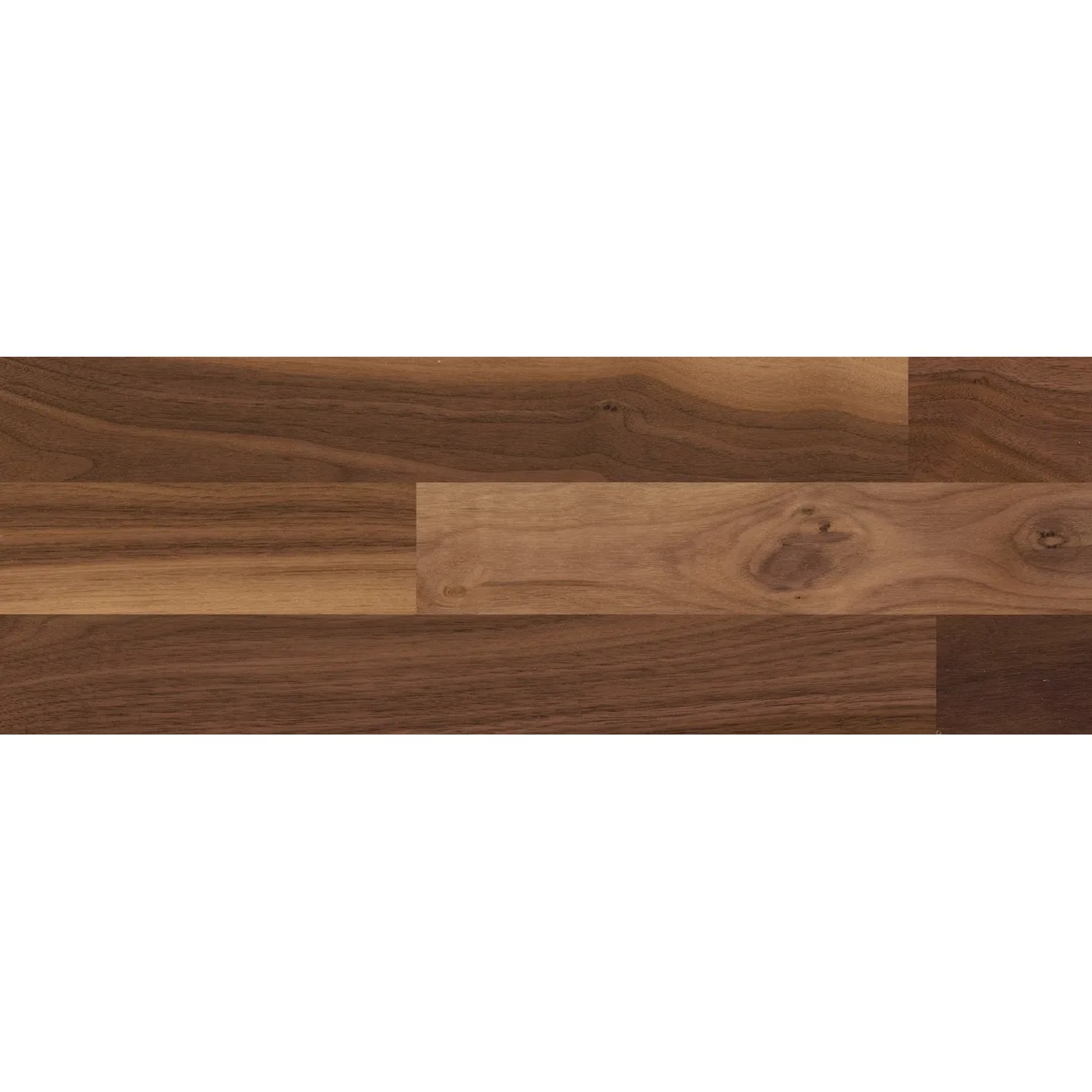 Living by Haro Parkett Nussbaum, Schiffsboden versiegelt, Detailansicht des dunklen Holzbodens.