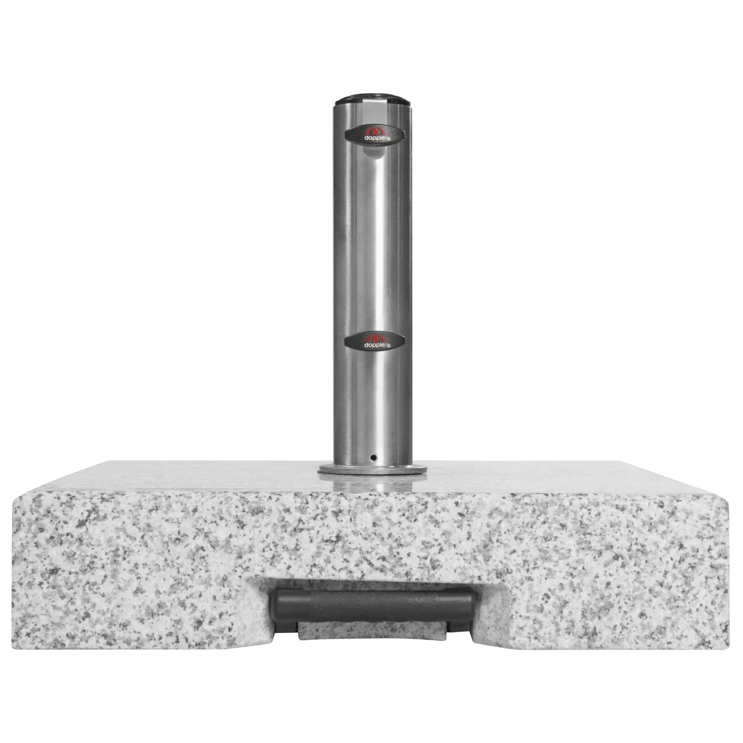 Doppler Granit Schirmständer Trolley 70 kg mit Edelstahlrohr und Rollen.