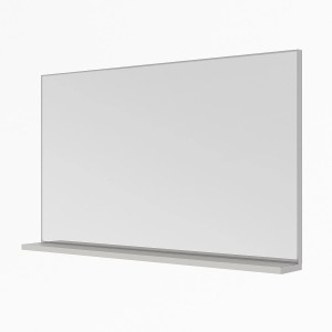 Rechteckiger Aquabatos Badspiegel 100x60 cm mit Ablage und silber mattem Aluminiumrahmen.