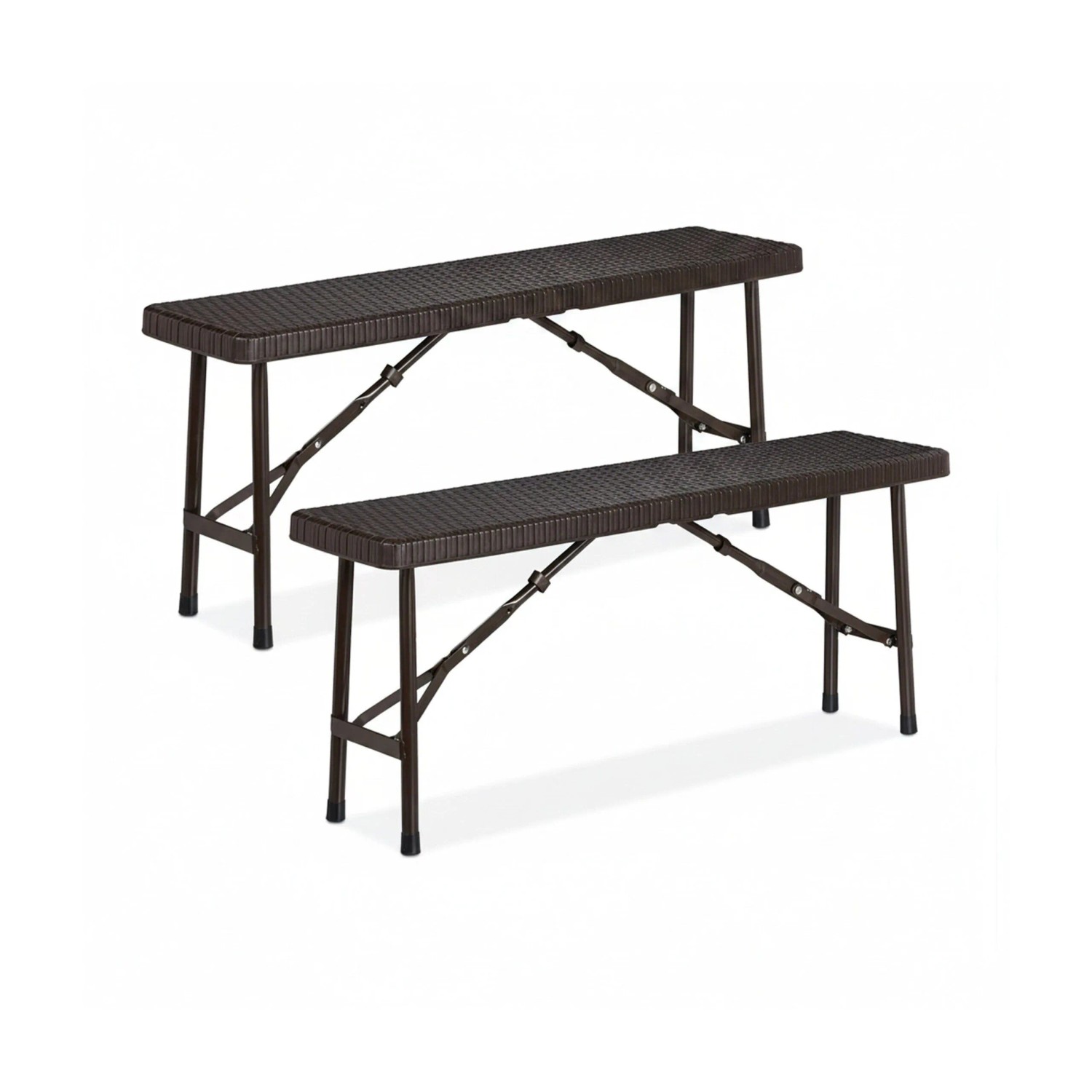 Relaxdays Bierbank 2er Set Kunststoff Stahl Braun Klappbar 100 cm x 25 cm x 42 cm 4,8 kg