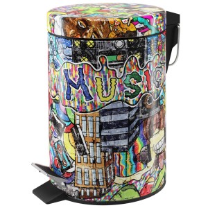 SANILO Kosmetikeimer mit Graffiti-Design, ein farbenfroher Mülleimer für das Badezimmer.