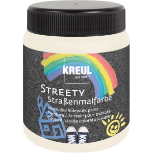 Kreul Streety Straßenmalfarbe Wolkenweiß, 200ml Dose für kreative Straßenkunst.