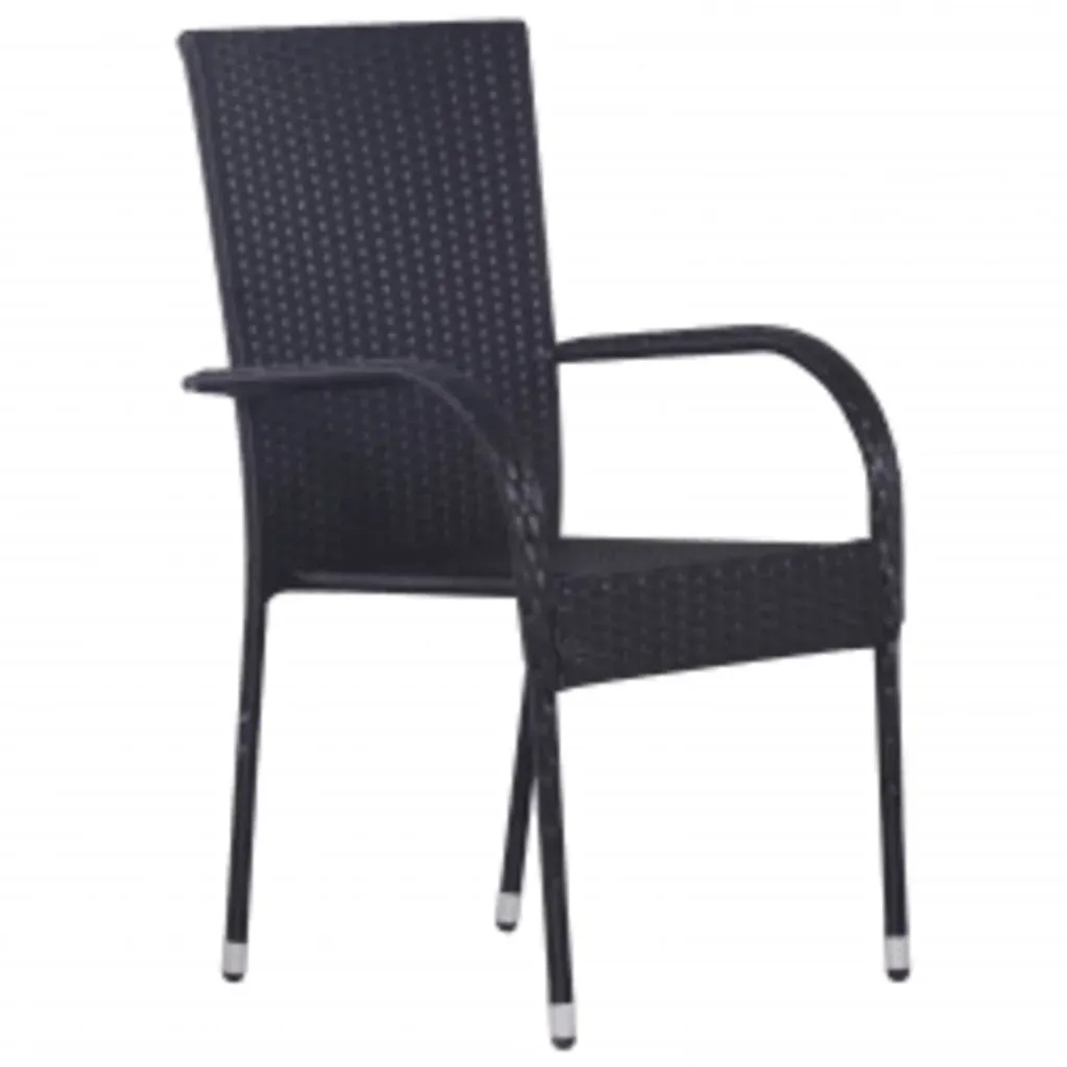 Schwarzer vidaXL Gartenstuhl aus Rattan und Stahl für die Garten-Essgruppe.