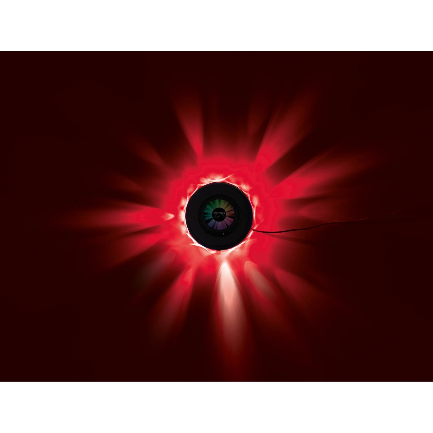 Easymaxx LED-Lichtrad Galaxy Wandlampe mit rotem Lichteffekt und Sound-Sensor.