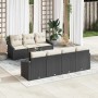 Schwarzes 8-teiliges Garten-Sofa-Set aus Poly Rattan mit Kissen von vidaXL.