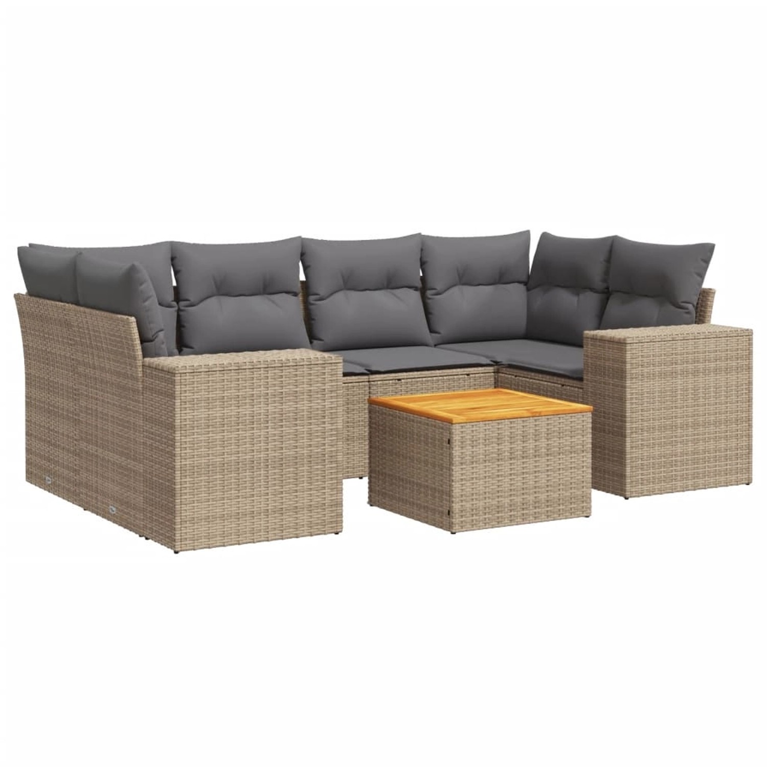 vidaXL 7-Tlg Garten-Sofagarnitur mit Kissen Beige Poly Rattan 3257676 günstig online kaufen