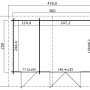 Grundriss Gartenhaus Keila 28, Schwedenrot, 380x250 cm, mit Maßen für Wände, Türen und Fenster.