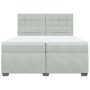 Hellgraues vidaXL Boxspringbett 200x200 cm mit Matratze und Samtbezug.
