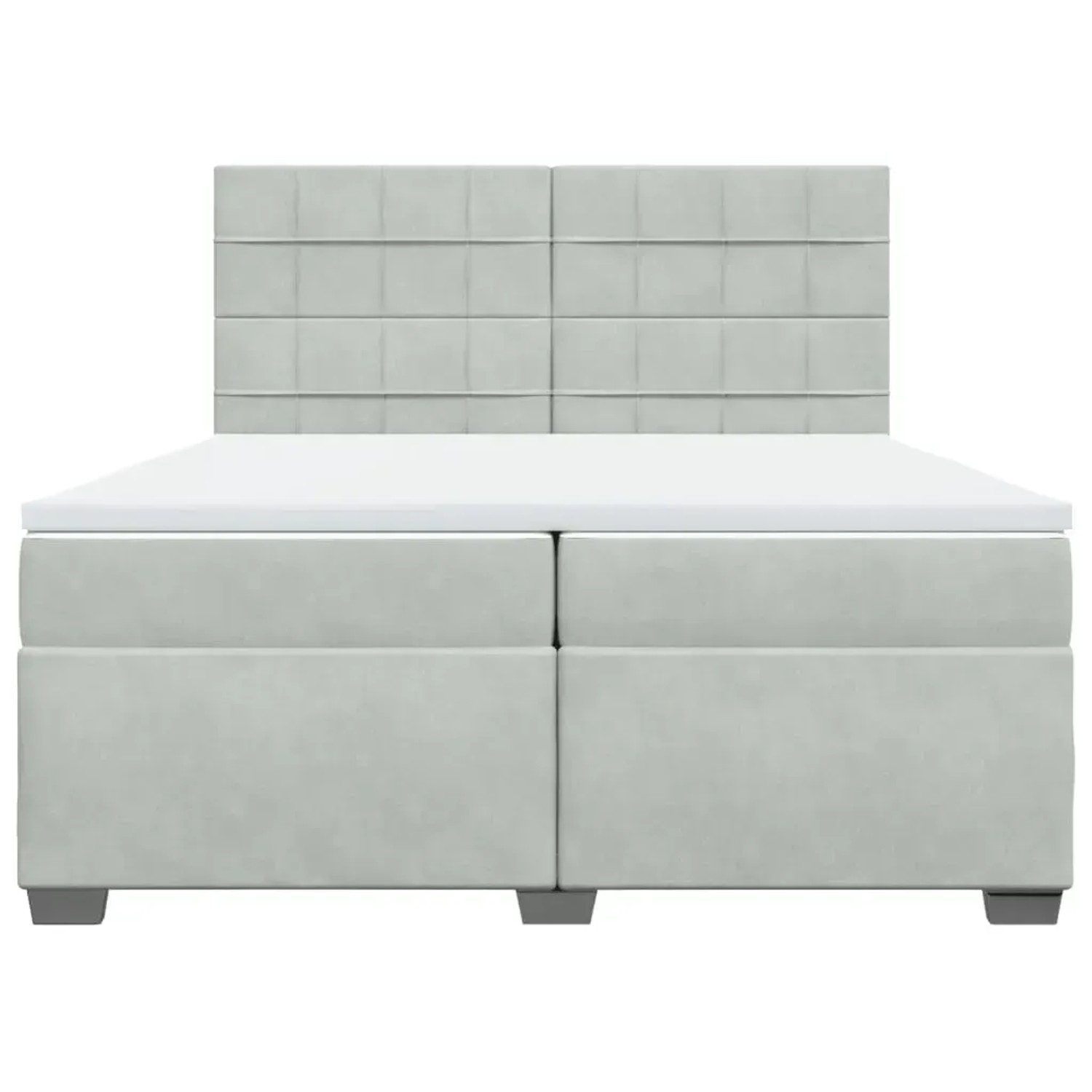 Hellgraues vidaXL Boxspringbett 200x200 cm mit Matratze und Samtbezug.