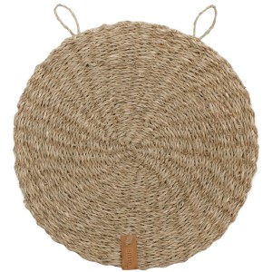 2er Set runde Kratzmatten aus Seegras, Naturfarben, mit Schlaufen zur Wandbefestigung.