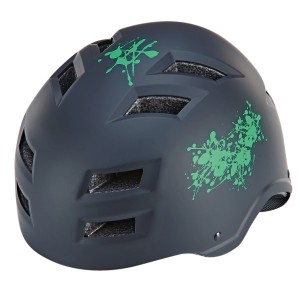 Schwarzer Prophete Fahrradhelm mit grünen Farbspritzern, ABS-Hartschale, LED-Licht, Größe 55-58 cm.