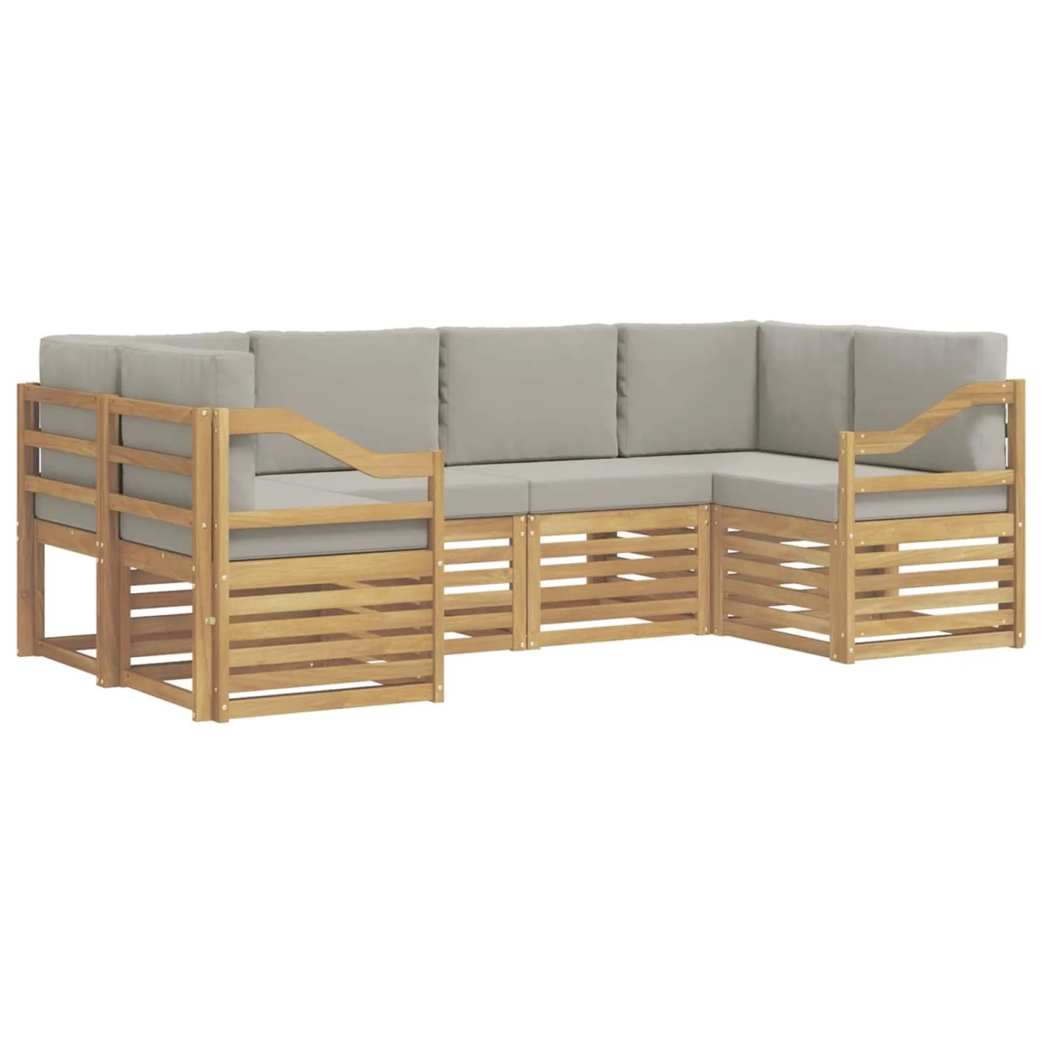 vidaXL Ecksofa Set 6 Stk Weiß und Hellgrau 245 x 126,5 x 73 cm 3392411