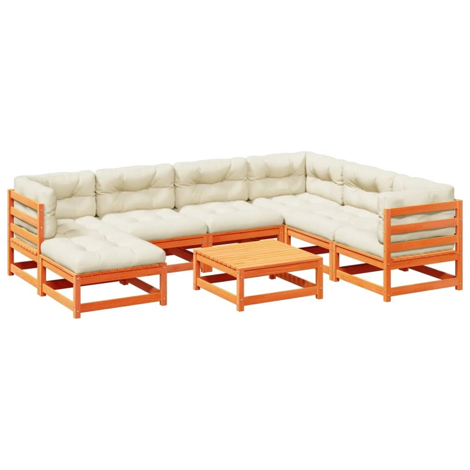 vidaXL 8-Tlg Garten-Sofagarnitur mit Kissen Wachsbraun Kiefernholz 3299557 günstig online kaufen
