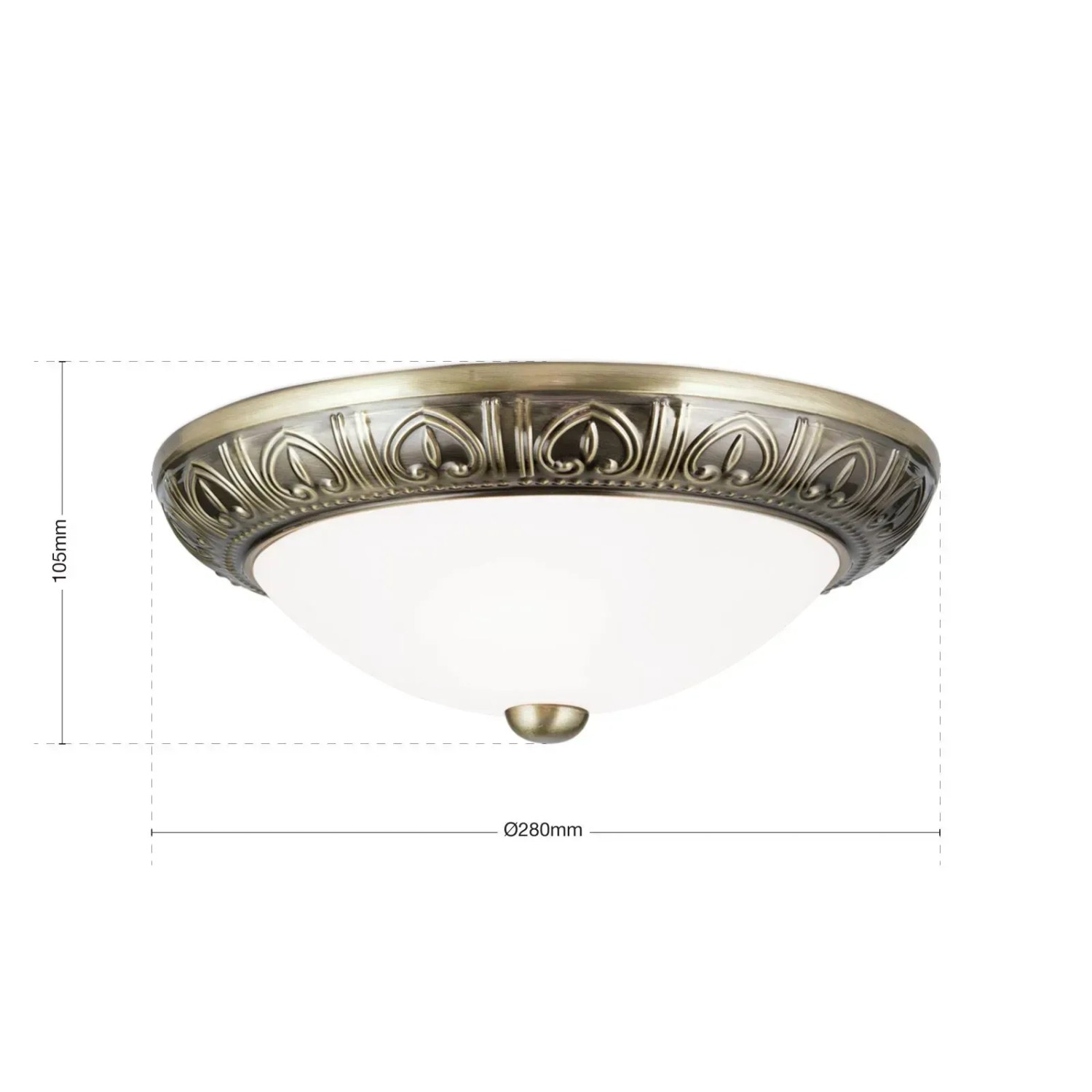 Antike Deckenleuchte Pankok Ø 28cm von Orion Leuchten mit bronzefarbener Metallfassung und strukturiertem Glas.