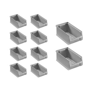 PROREGAL SparSet: 10 graue Sichtlagerboxen, 7,5x10x17,5 cm, je 0,8 Liter Volumen.