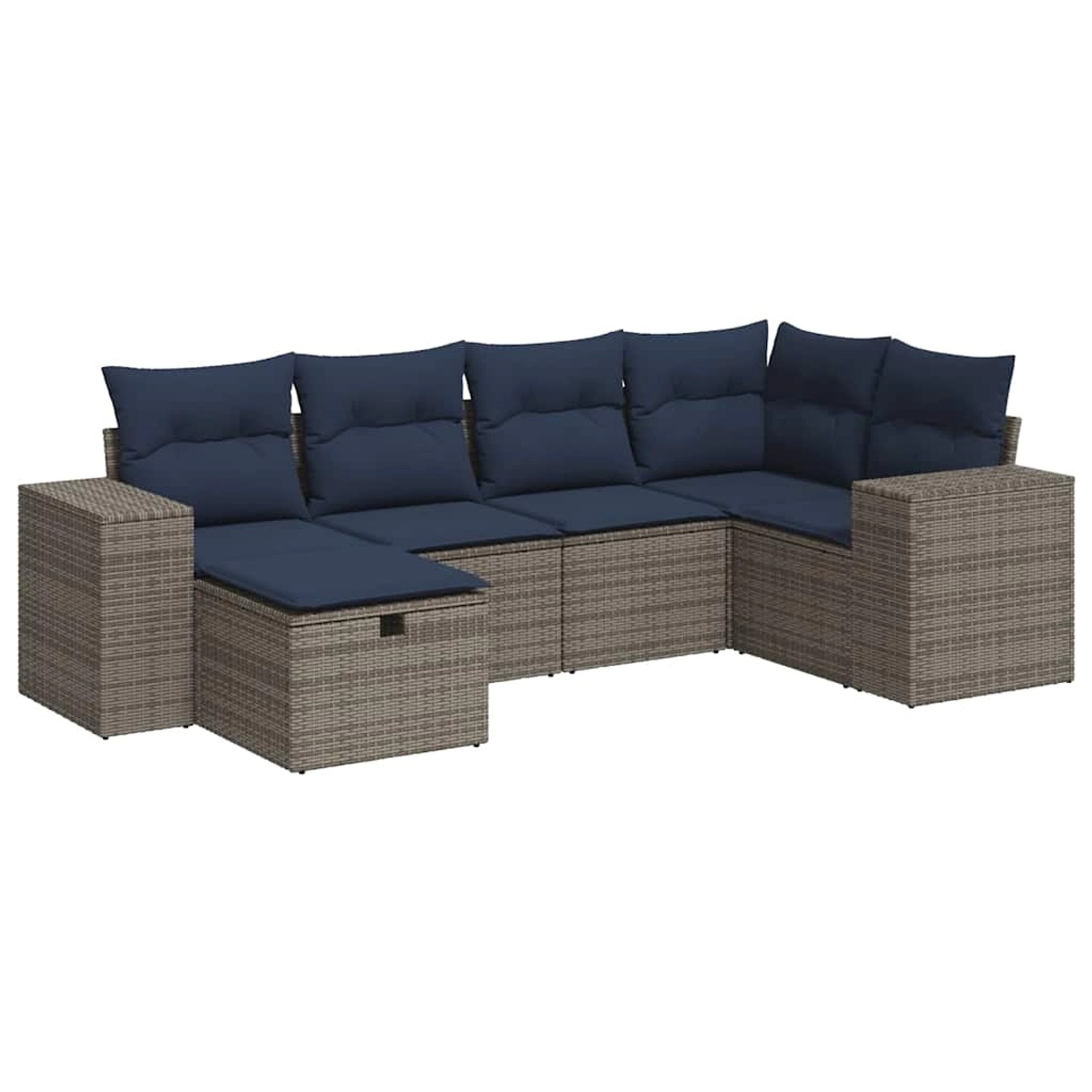 vidaXL 6-Tlg Garten-Sofagarnitur mit Kissen Grau Poly Rattan 3325687