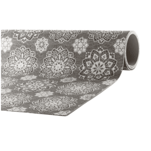 Grauer Peyer Syntex Teppich (138x220 cm) mit floralem Jacquard-Muster. Strapazierfähig und rutschfest.