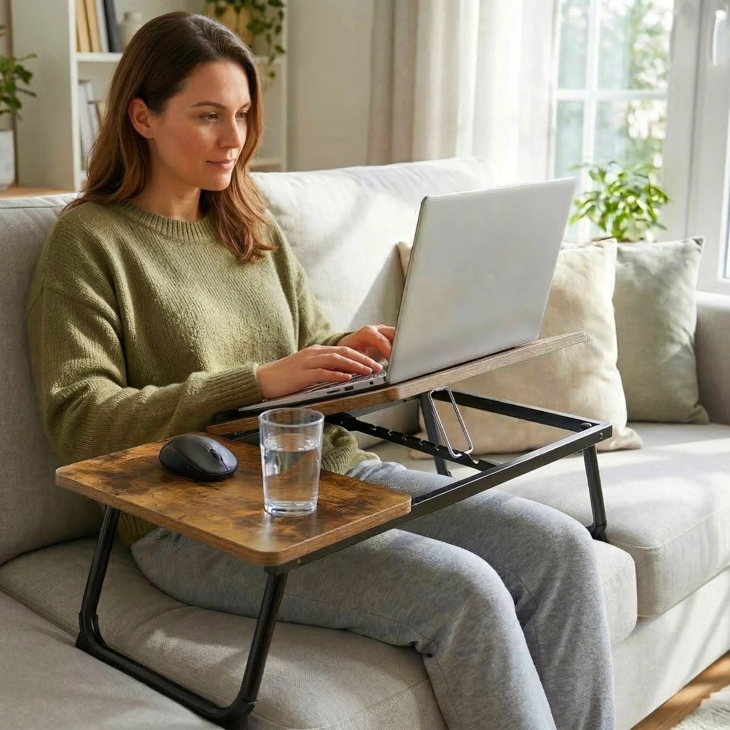 Relaxdays Laptoptisch Stahl MDF Schwarz Höhenverstellbar Klappbar Neigbar 56 cm x 33 cm x 23,5 cm 2,2 kg_3