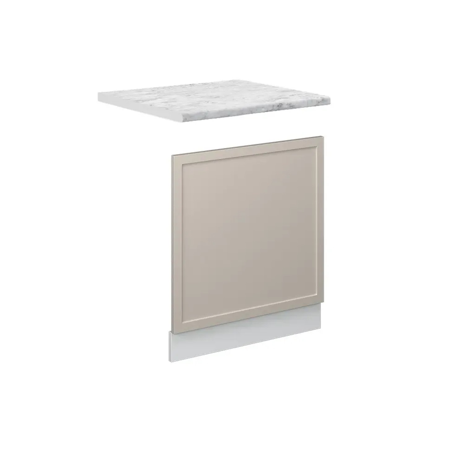 Vicco Frontblende Fame-Line GrauBeige 60 cm AP Marmor mit Weiß Korpus