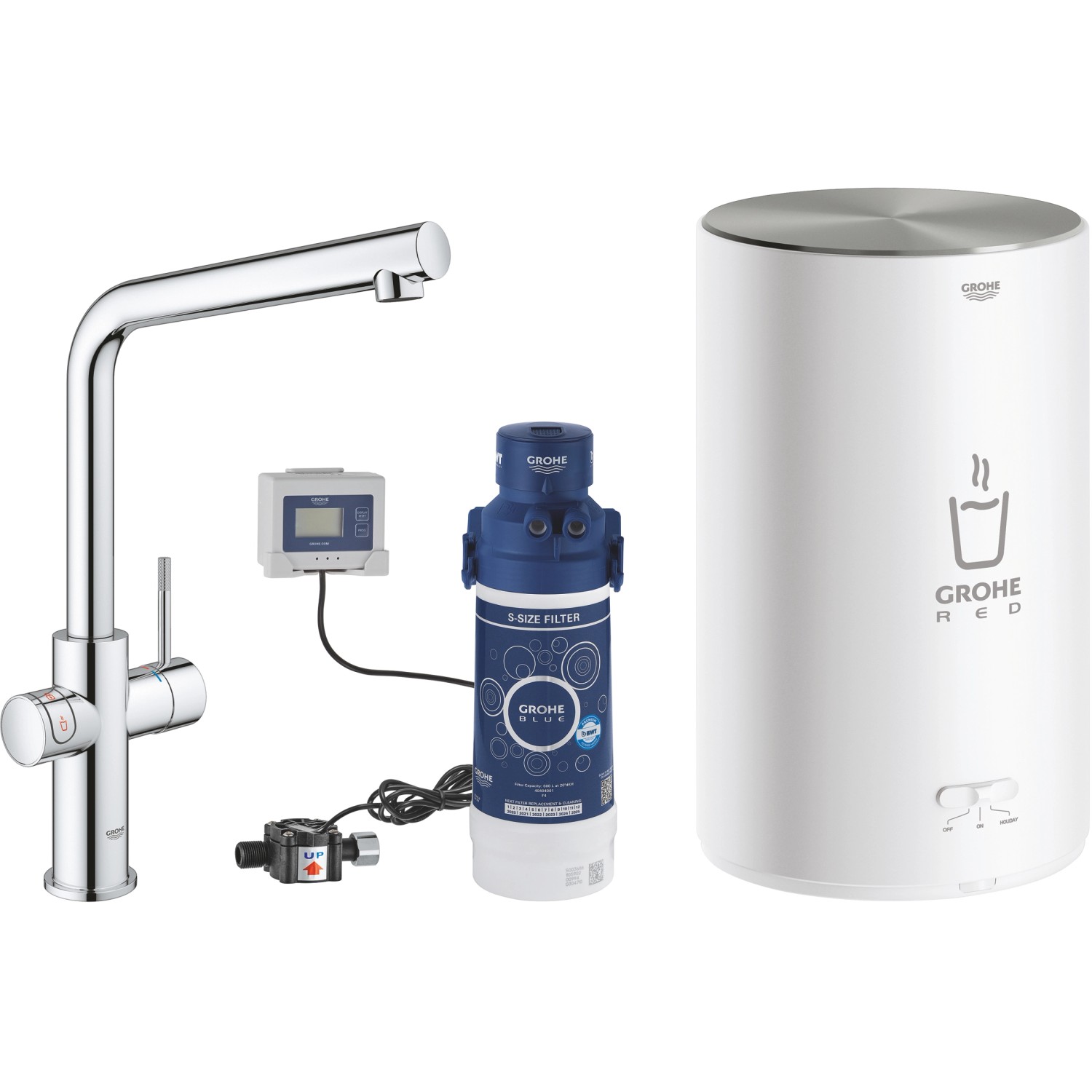Grohe Einhand-Spültischbatterie und Boiler Red Duo Size-M Chrom 
