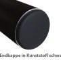 Detailaufnahme: Schwarze Endkappe aus Kunststoff für Treba Geländer.