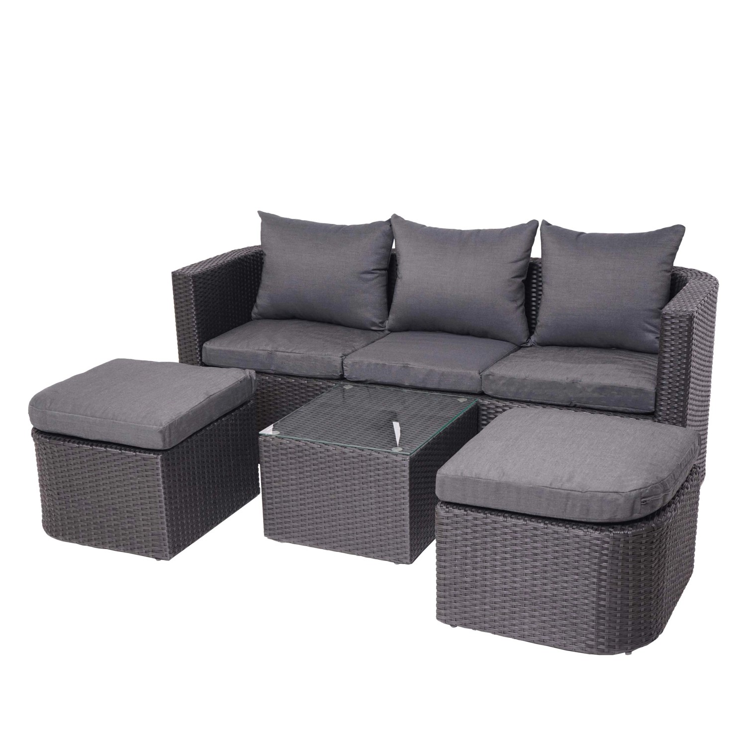 MCW Lounge-Set J37 4-Teilig Anthrazit Kissen Dunkelgrau