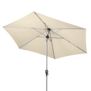 Doppler Marktschirm, Ø 266 cm, Natur, mit Knickfunktion und Kurbel, für Garten und Balkon.