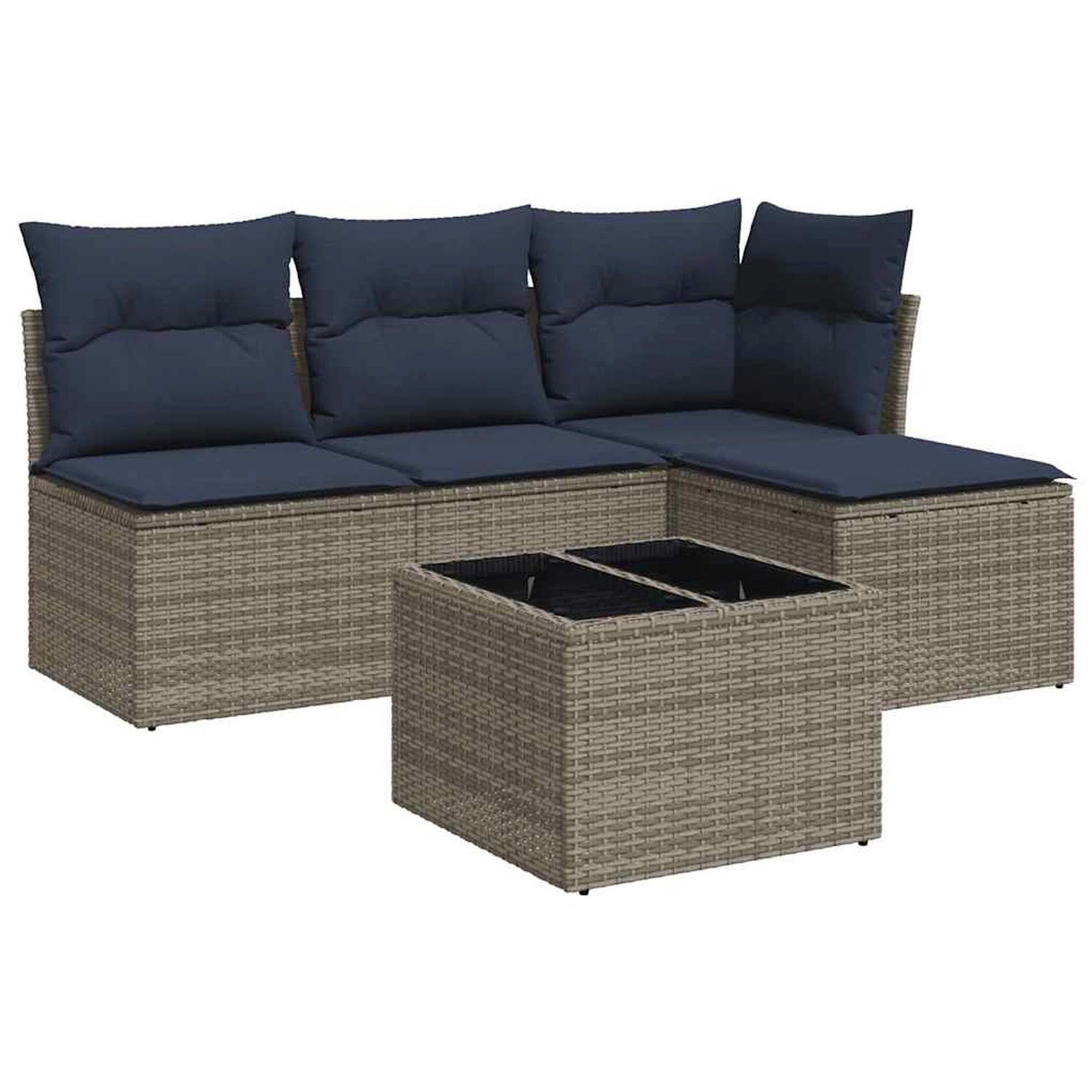 vidaXL 5-Tlg Garten-Sofagarnitur mit Kissen Grau Poly Rattan 3217511 günstig online kaufen