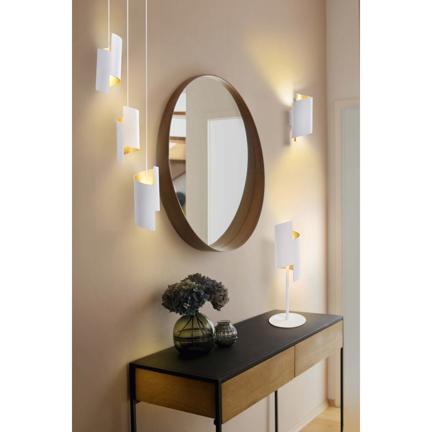 Ledvance Smart+ WiFi Pendelleuchte Decor Twist, weiße Design-Leuchten im Wohnraum.