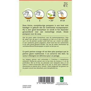 Kürbis 'Uchiki Kuri' Samenpackung mit orangefarbenen Früchten. Gemüsesamen.