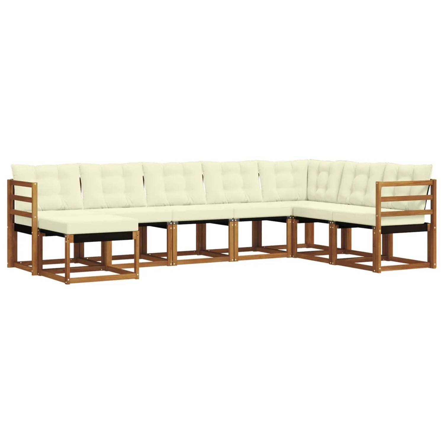 vidaXL Outdoor-Sofagarnitur mit Kissen 8-Tlg Natur und Creme 3368941