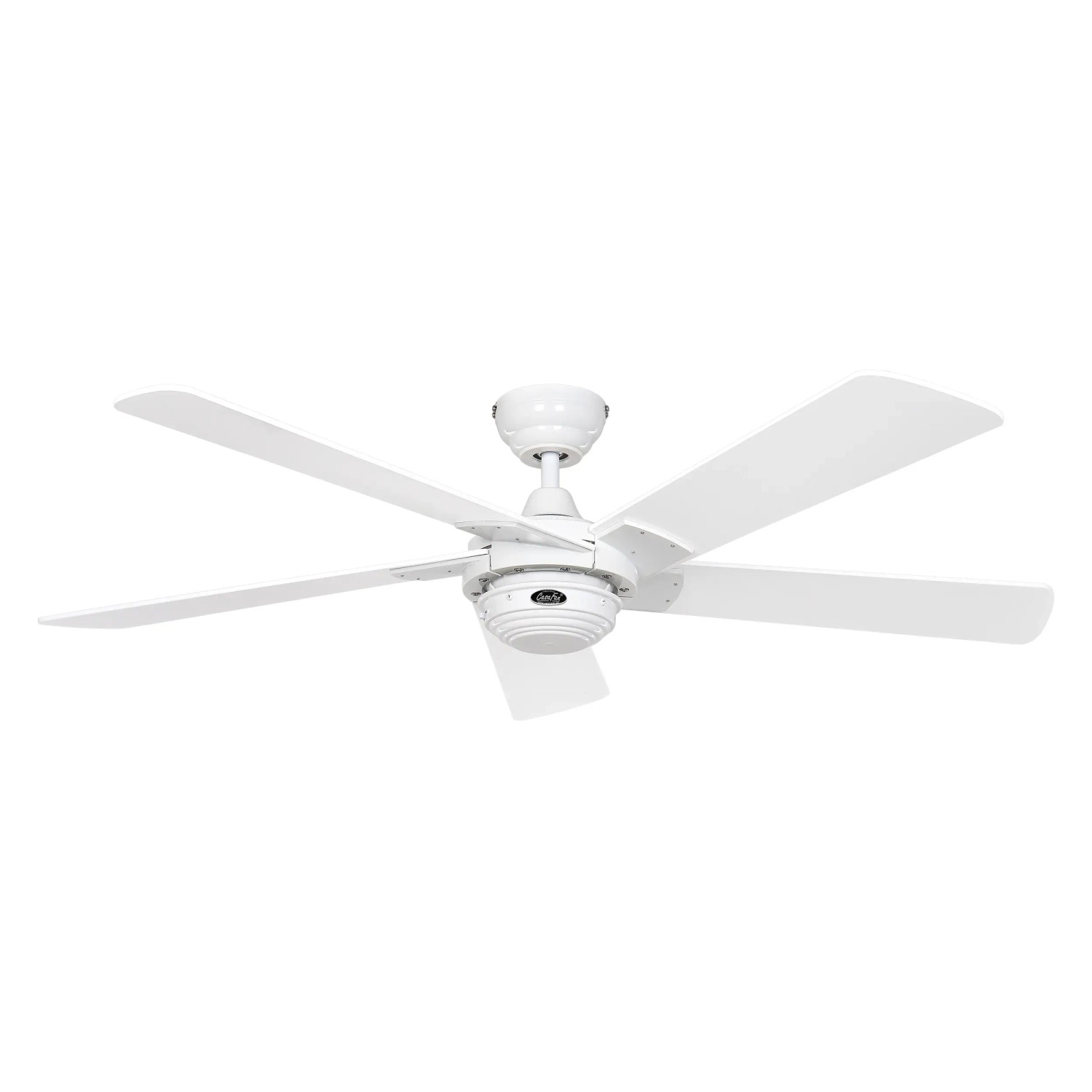 Weißer CASAFAN Deckenventilator Rotary 132 cm mit 5 Flügeln und Fernbedienung.