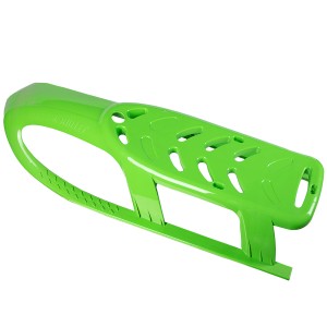 Grüner Ondis24 Kinderschlitten Bob Bullet mit Metallkufen für Winterspaß.