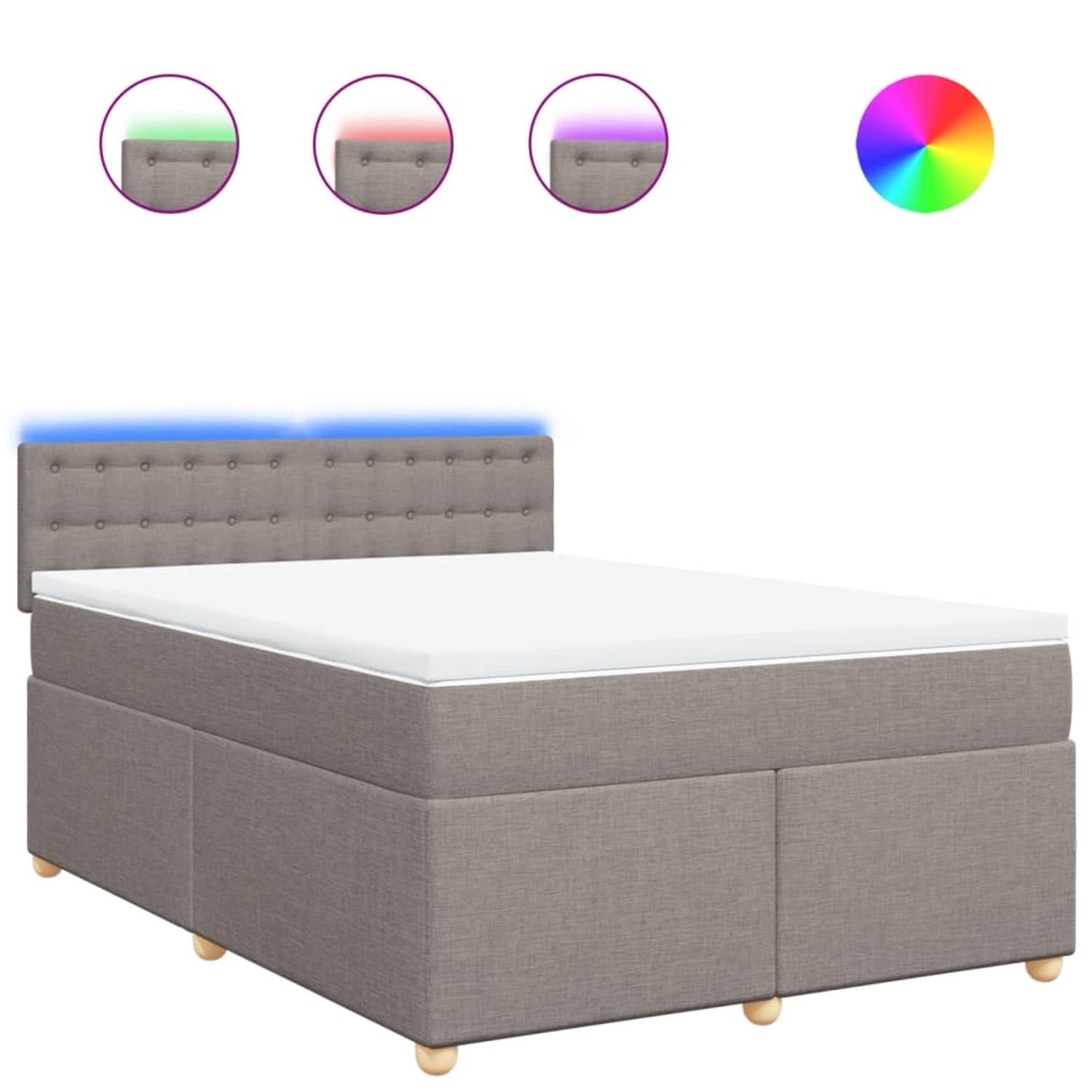 vidaXL Boxspringbett mit Matratze Taupe 140x190 cm Stoff 3288993 günstig online kaufen
