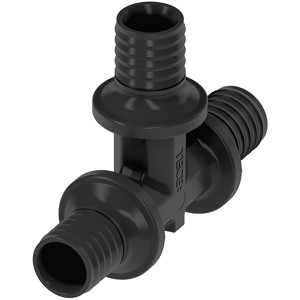 Dunkelgraues Teceflex T-Stück 16 mm aus robustem PPSU-Kunststoff für Gewindefittings.