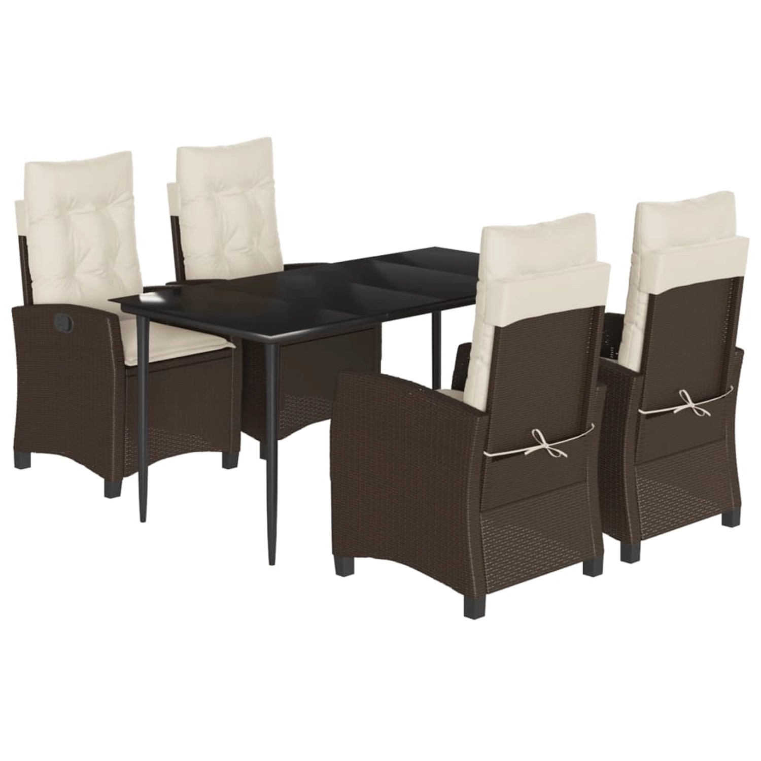 vidaXL 5-Tlg Garten-Essgruppe mit Kissen Braun Poly Rattan 3212766 günstig online kaufen
