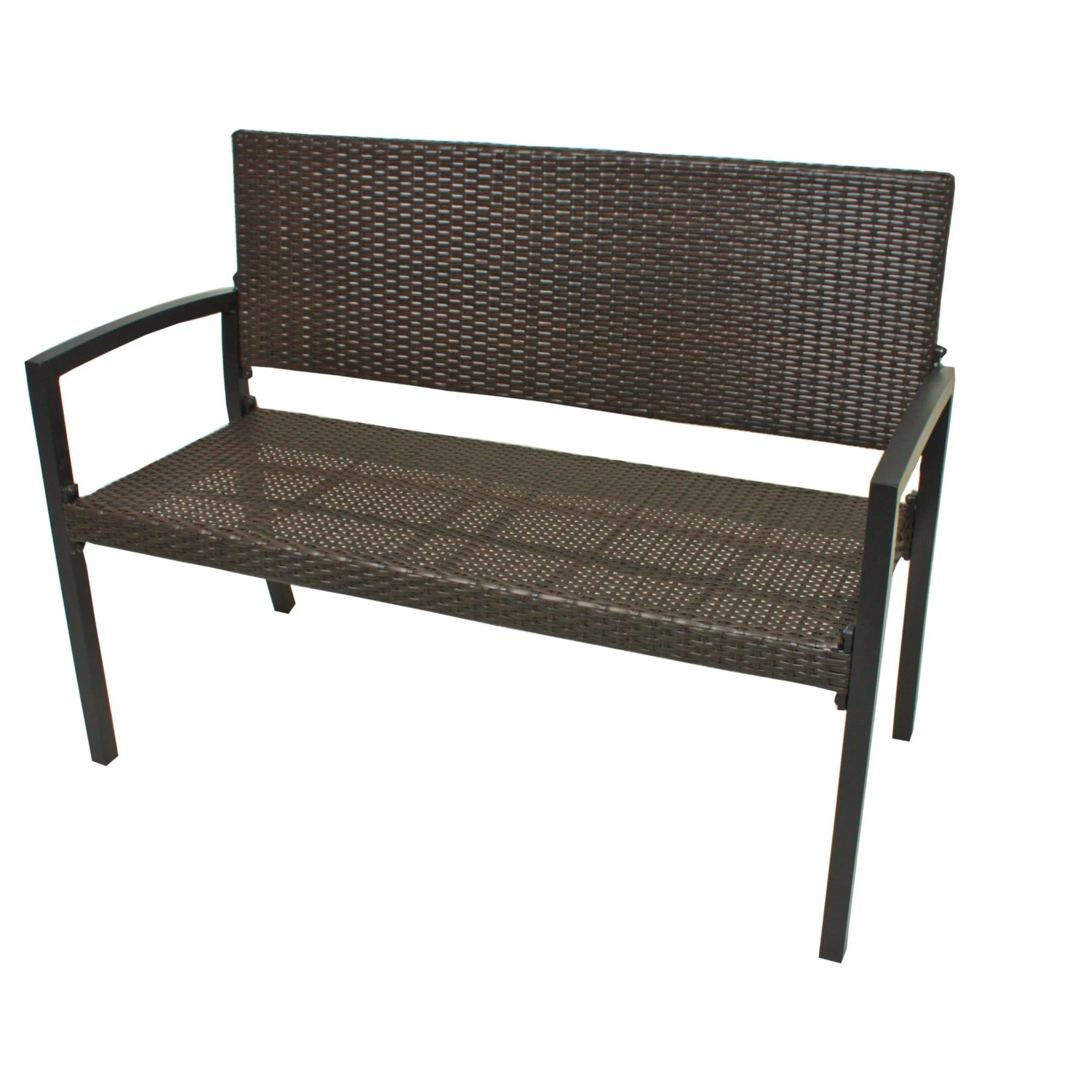 DELUKE Parkbank VALENT 116cm Breit Alu-Kunststoff Braun Gartenbank Wetterfest Terrassenbank Sitzbank Outdoor