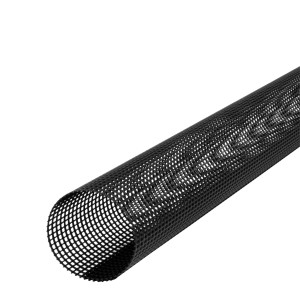Schwarzes Inefa Laubschutzgitter aus PVC für Dachrinnen, 2m x 125-180mm.