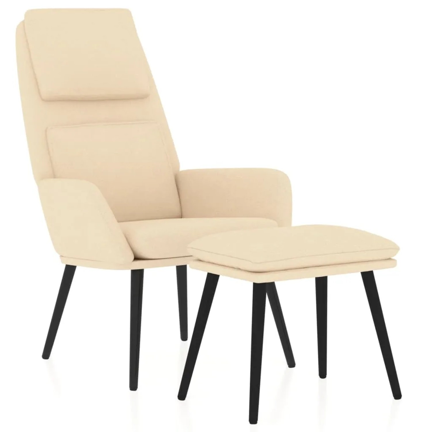 vidaXL Relaxsessel mit Hocker Creme Stoff 3097770